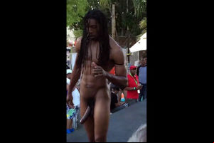 Ebony  with yam-sized dick ambling at